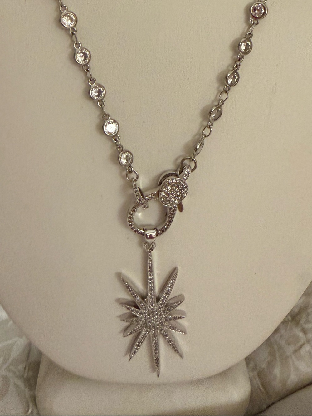 CZ Necklace with 3 Charms